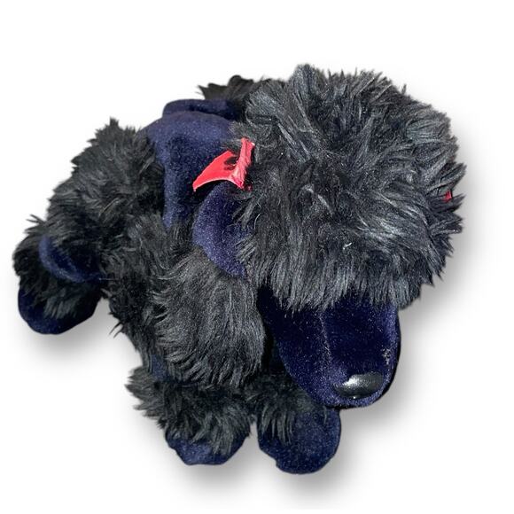 FAO Schwarz Plush Poodle Puppy Dog Stuffed Animal Red Bow Nursery Realistic 11" - Picture 4 of 10